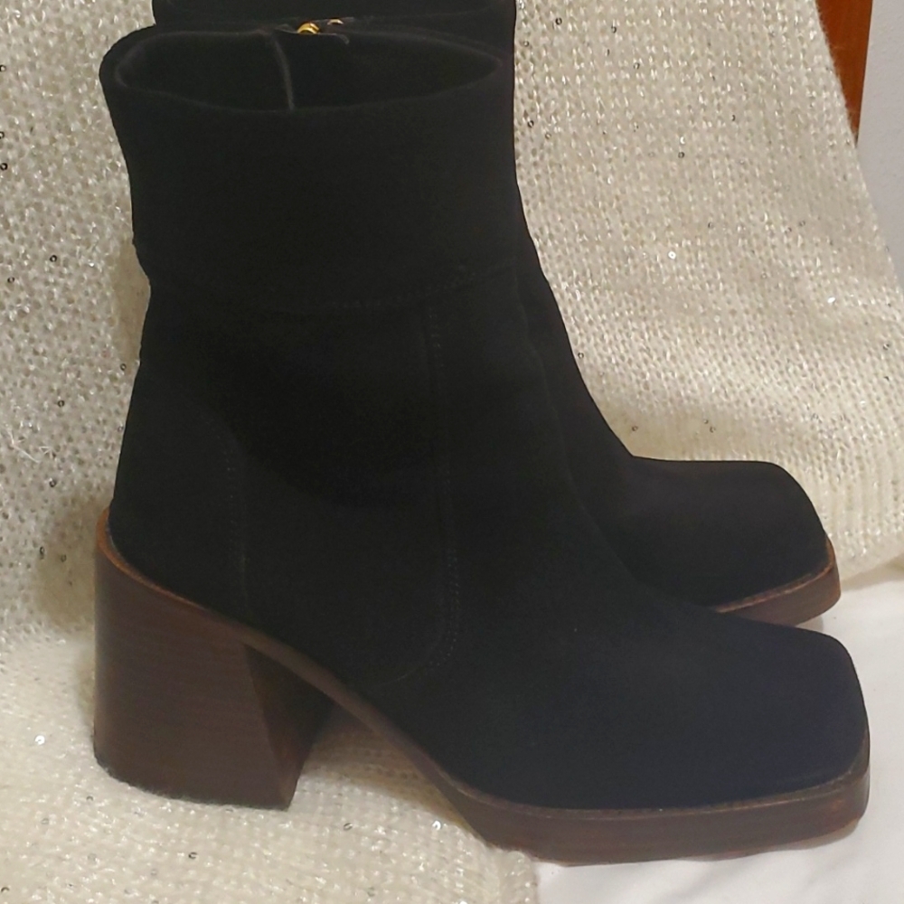 Asos chunky boots black suede